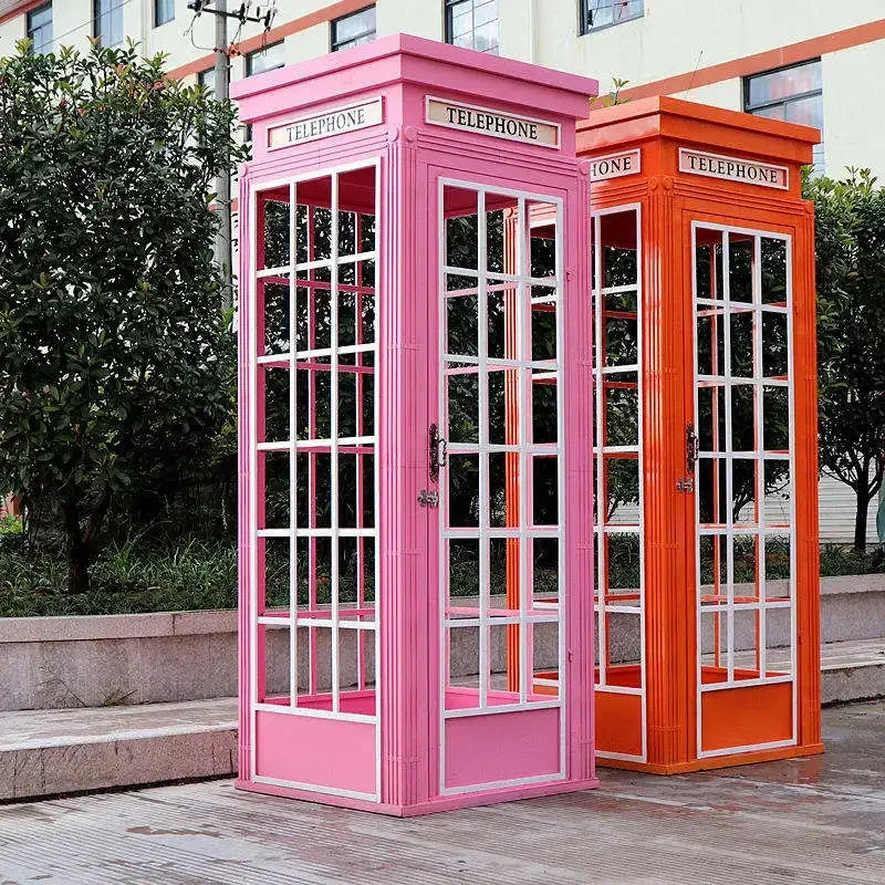 Cabine Telefônica Britânica Antigo Retro Laranja Estilo britânico antigo vintage foto cabine