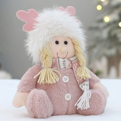 Boneco de Árvore de Natal Festivo Natal Rosa de Pelúcia Tecido Figure Desktop Decoração