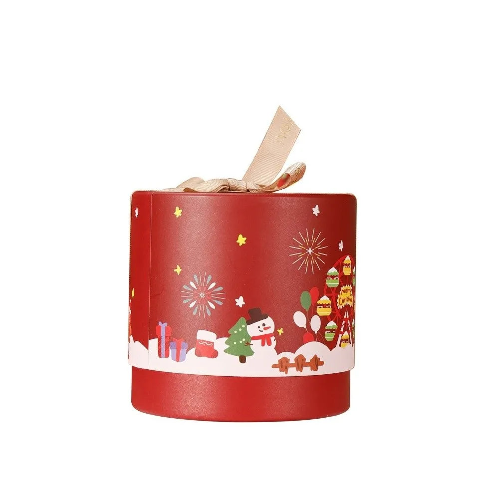 Caixa de Presente Cilíndrica de Doces de Natal, Embalagem Sobremesa Mousse Qualidade