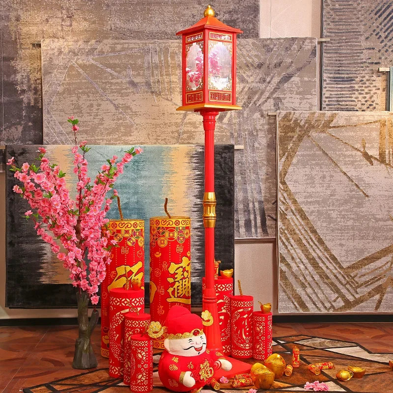 Poste lanterna natal decorativa com luz LED poste decorativo papai Noel Natal Luz e Neve