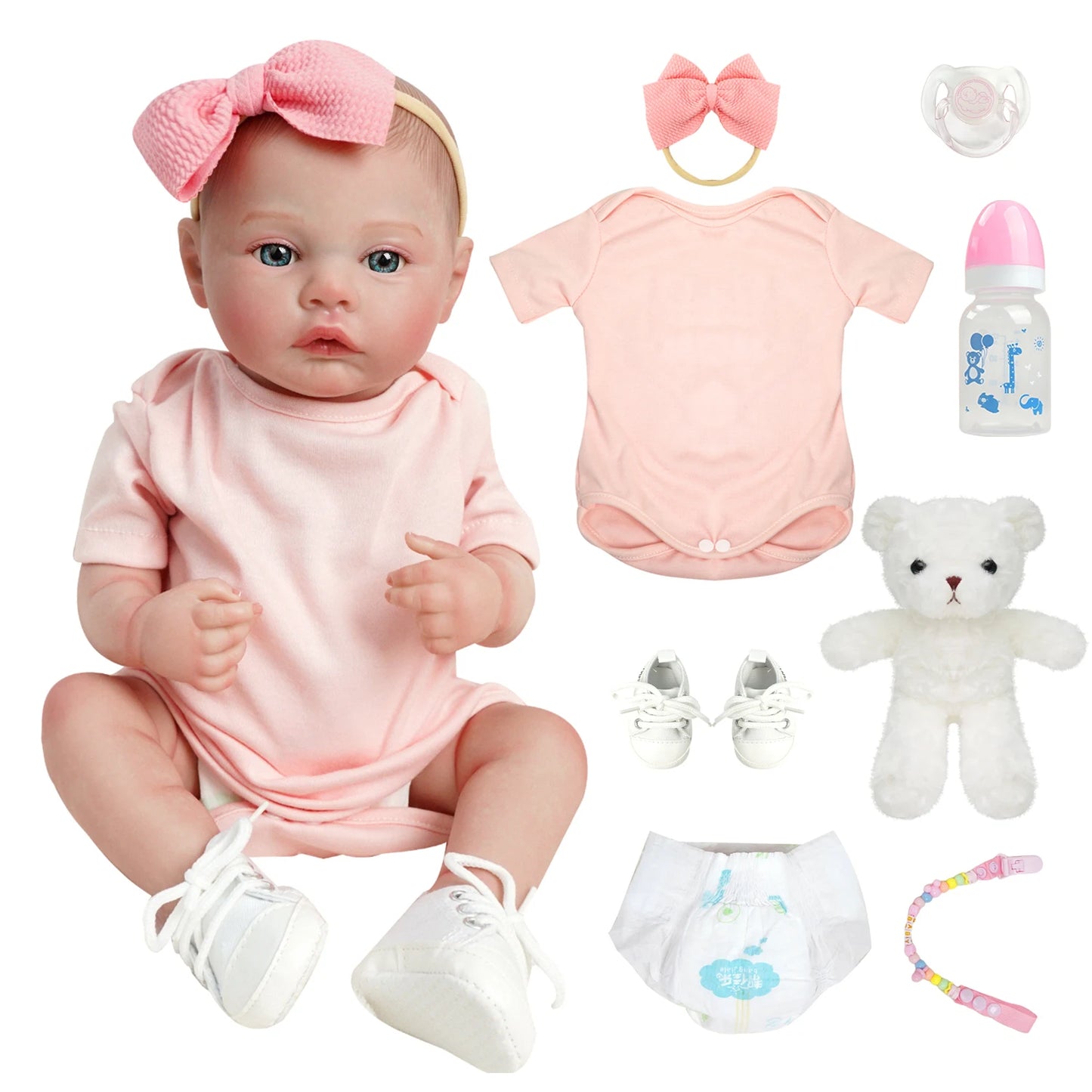 Bebê Reborn Boneca Realista Silicone Menina Original (48cm Bebe Boneca Pintada)