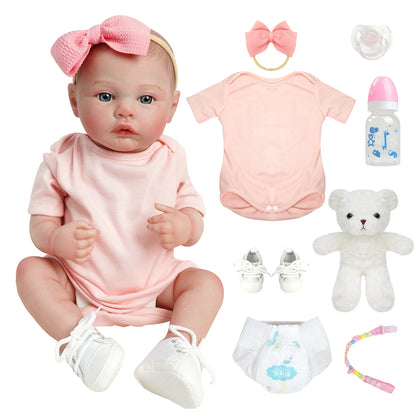 Bebê Reborn Boneca Realista Silicone Menina Original (48cm Bebe Boneca Pintada)