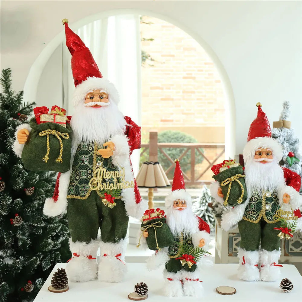 Boneco de Papai Noel em pé, enfeite de Natal para festa de Natal, lareira e férias 40cm