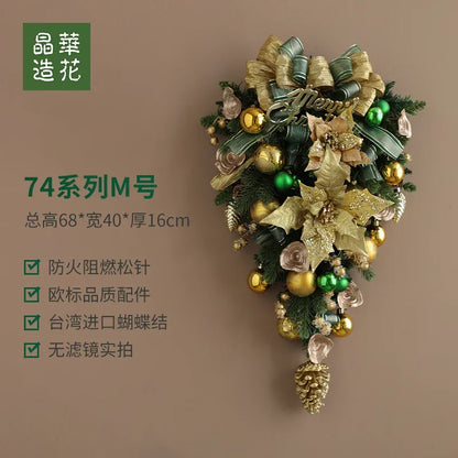 Guirlanda de Natal Nevada com Bolas Vermelhas, Pinhas e Azevinhos - Decoração Natalina