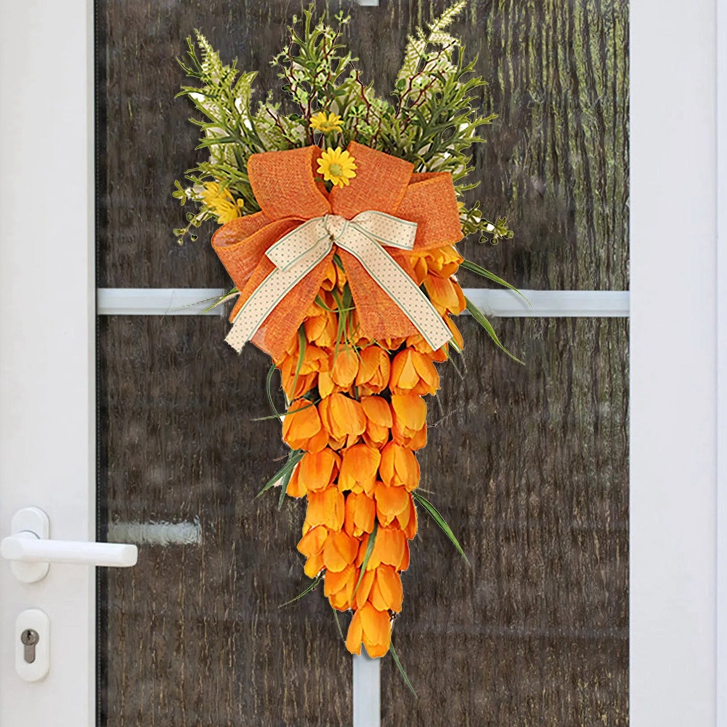 Guirlanda de Coelho Cenoura Primavera flor grinalda tulipa cenoura páscoa ornamento