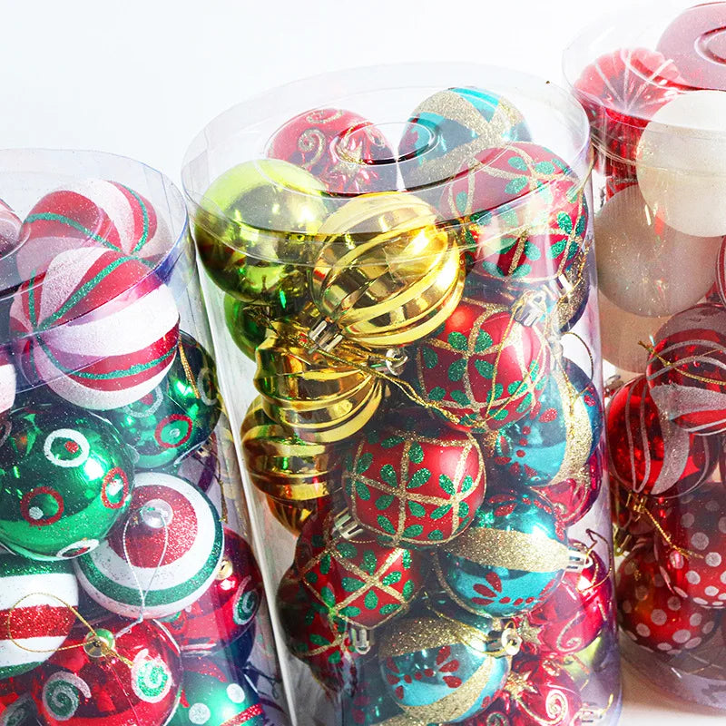 Enfeites de bola de Natal de ouro de 80 mm, 24 peças, conjunto de enfeites de alívio árvore