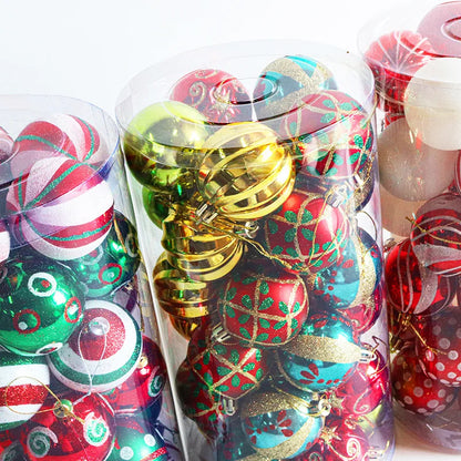 Enfeites de bola de Natal de ouro de 80 mm, 24 peças, conjunto de enfeites de alívio árvore