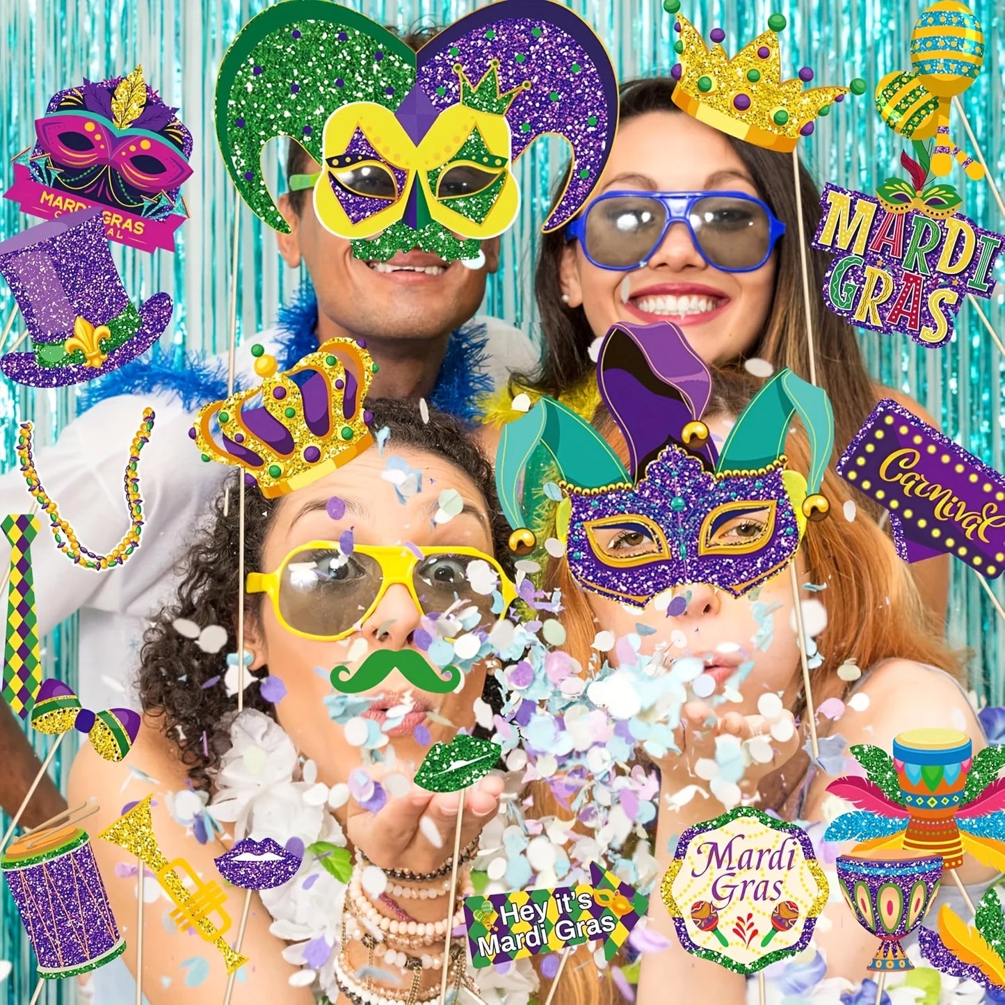 Plaquinhas de Carnaval Acessórios Para Cabine De Fotos De Festa De Carnaval, 30 Peças