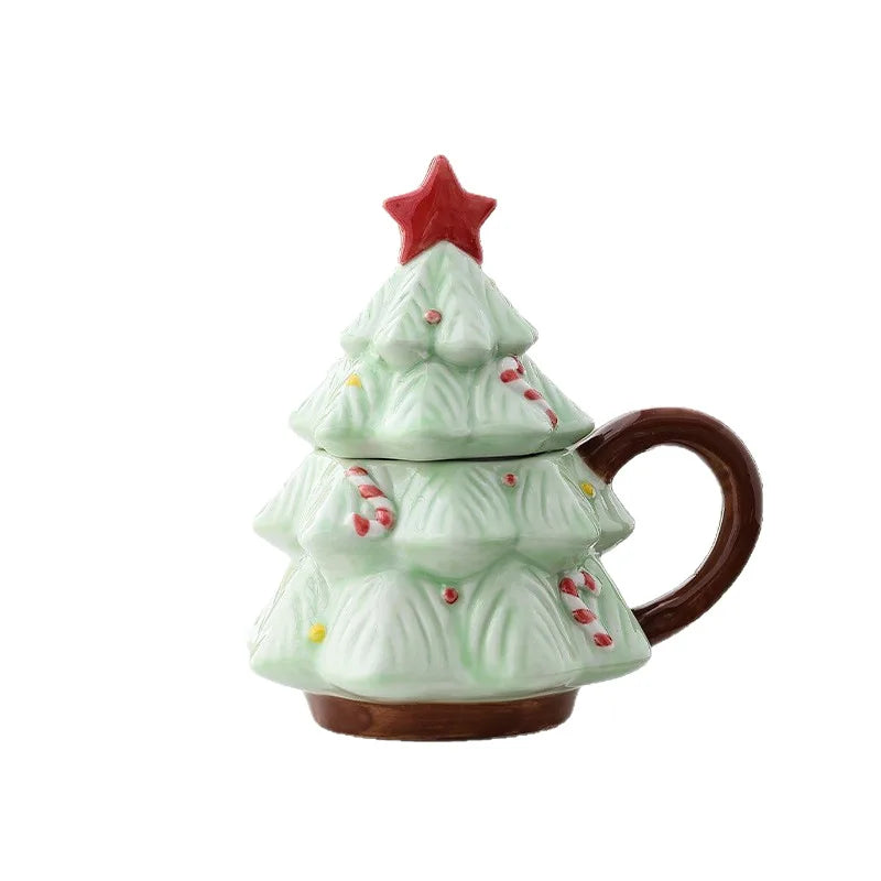 Caneca de Árvore Capacidade: 301ml*400ml Natal de Cerâmica Festiva Fácil de Limpar Xícara de Café de Natal