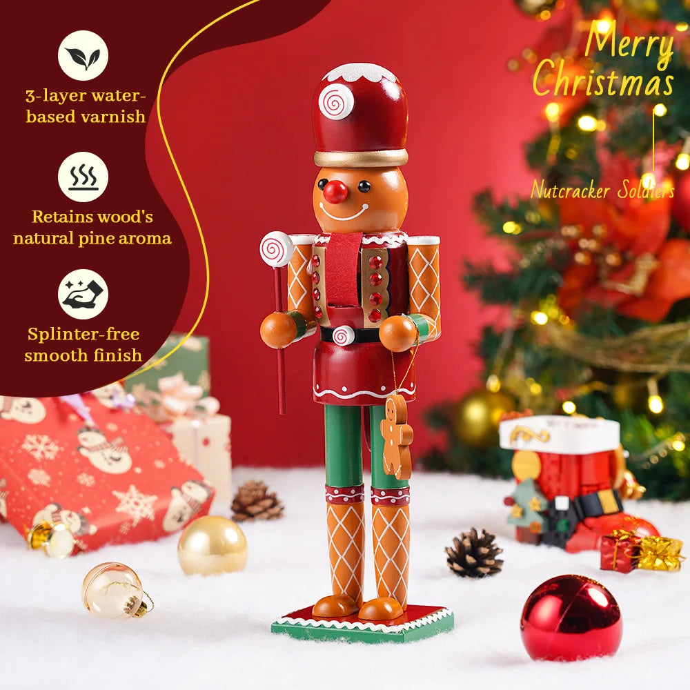 Quebra-nozes de madeira | Decoração tradicional de quebra-nozes de gengibre de madeira