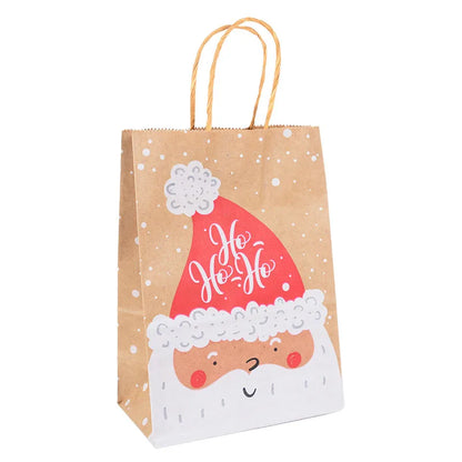 Kit de Sacolas Kraft para Embalagem e Presente - Estampa de Natal - 5 unidades -Natalina
