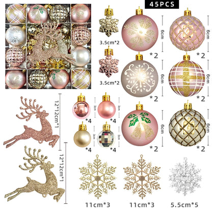 Bola de Natal Conjunto de 45 Peças de Enfeites de Bola de Natal Enfeites de Natal Variados