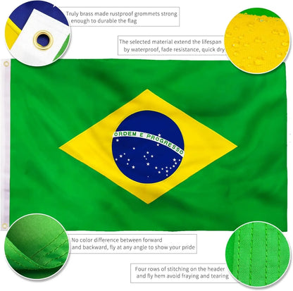 Bandeira + do Brasil 145cm x 90cm da Marca Minha Bandeira - Dupla Face