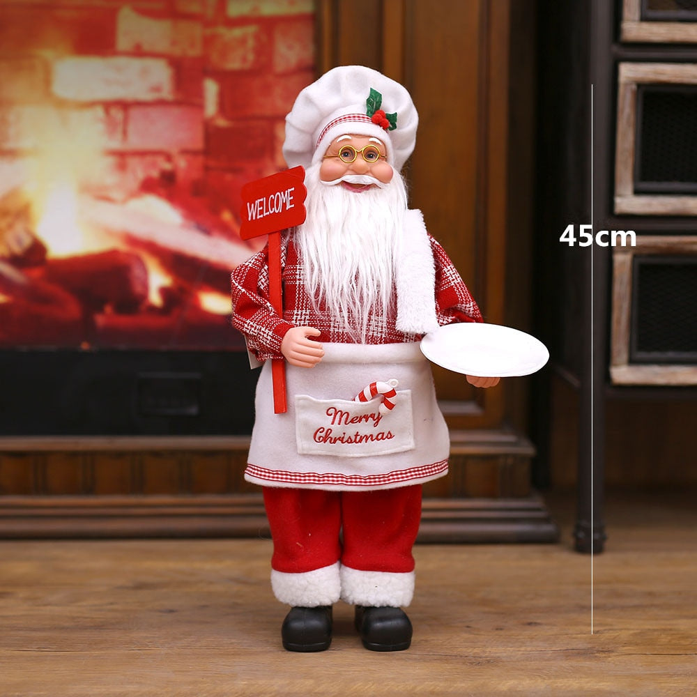 Boneco Natal Papai Noel Cozinheiro Padeiro Chef Em Tecido 48cm