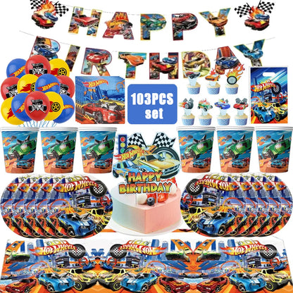 Kit Festa Hot Wheels Conjunto de decoração para festa de aniversário com toalha de mesa