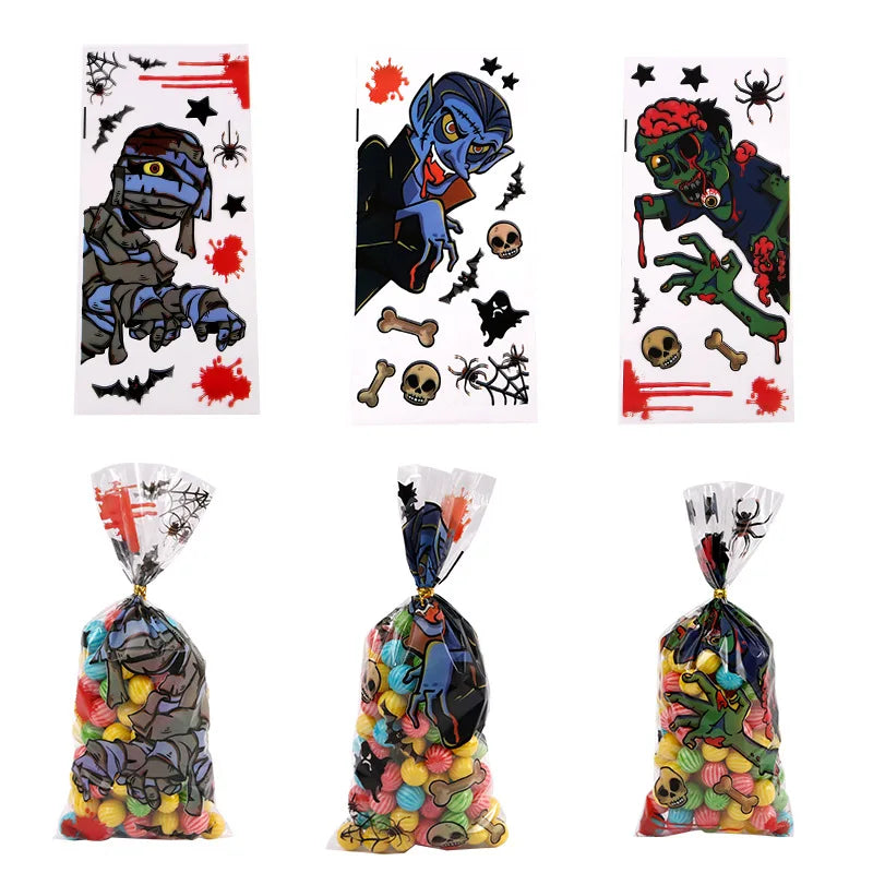 Sacolinha Fantasma Abóbora Feliz Halloween 50 Peças sacos de guloseimas de celofane