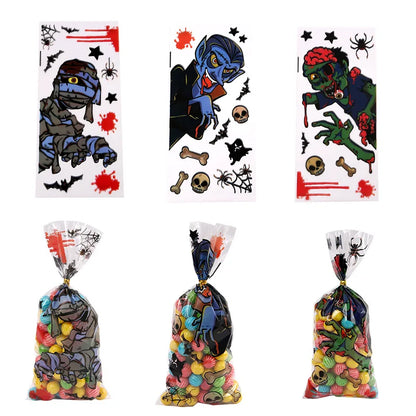Sacolinha Fantasma Abóbora Feliz Halloween 50 Peças sacos de guloseimas de celofane