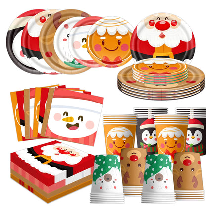 kits Enfeites Natal 40 Pratos Descartáveis Natal 23cm 40 peças 9 Polegadas Conjunto de Pratos Descartáveis