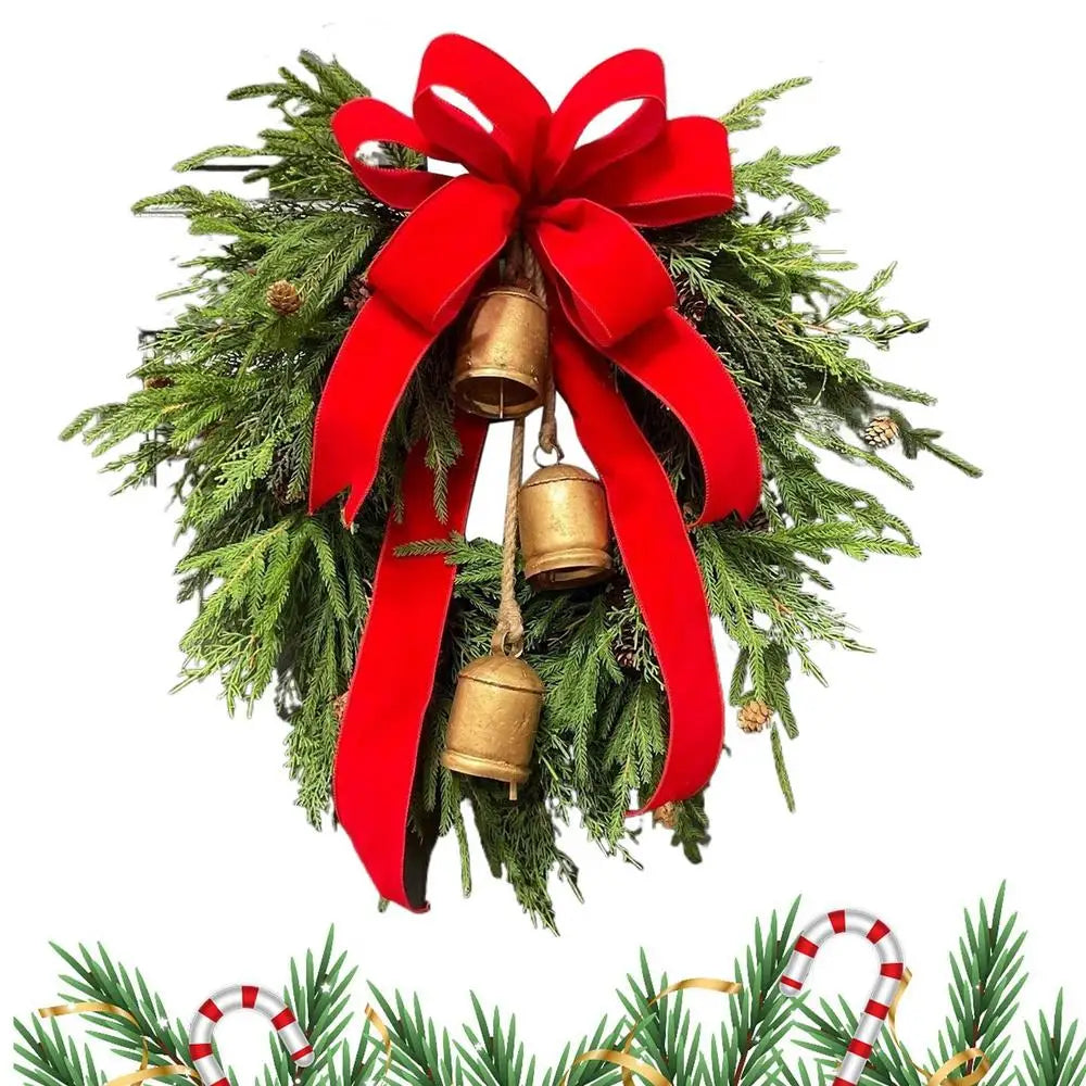 Guirlanda de Natal artificial verde de 19 polegadas com sino