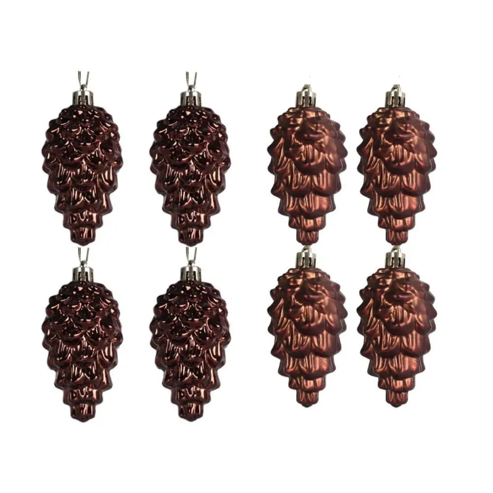Decoração de Natal Lindo 8 Peças Pingentes de Pinha com Cordão Brilhante cor Brilhante