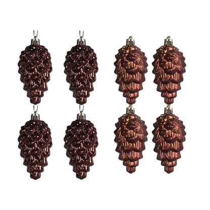 Decoração de Natal Lindo 8 Peças Pingentes de Pinha com Cordão Brilhante cor Brilhante