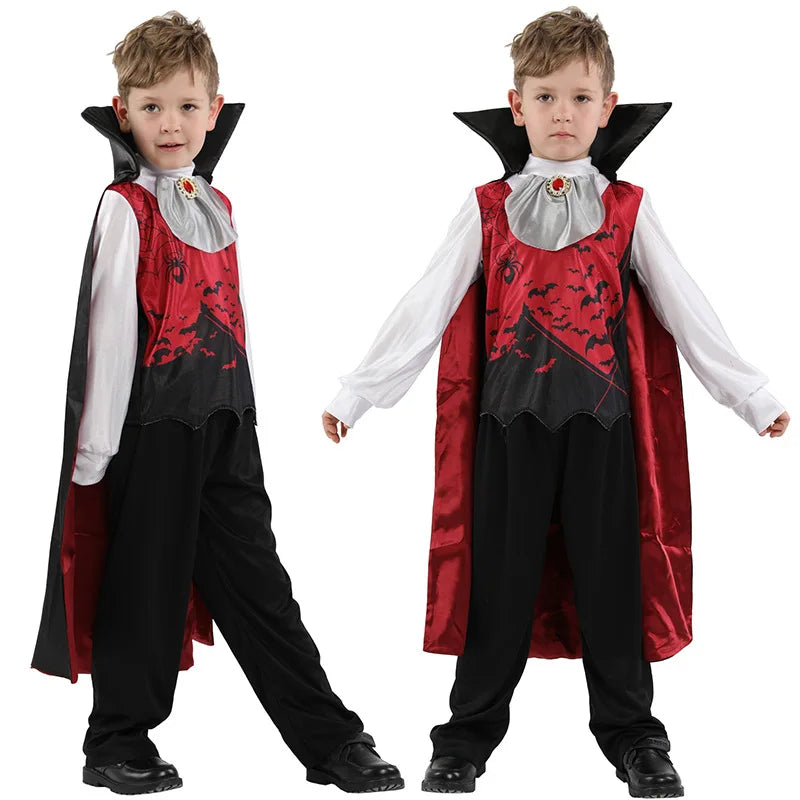 Fantasia Infantil Drácula Vampiro Halloween Cosplay + Capa