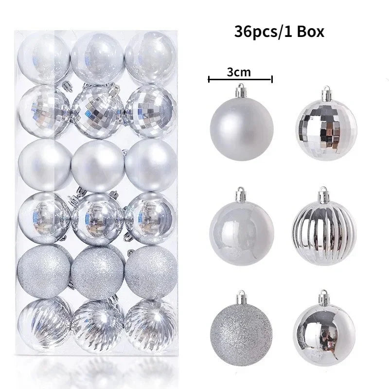 Bolas de natal Ornamentos de árvore de Natal de 3 mm de 36 quilates, grandes ornamentos