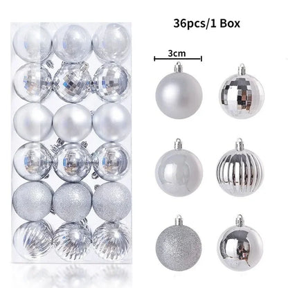 Bolas de natal Ornamentos de árvore de Natal de 3 mm de 36 quilates, grandes ornamentos