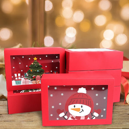 Caixa Pacote 1 Caixas de Biscoito de Natal Janela, Caixas de Presente de Papel Vermelho