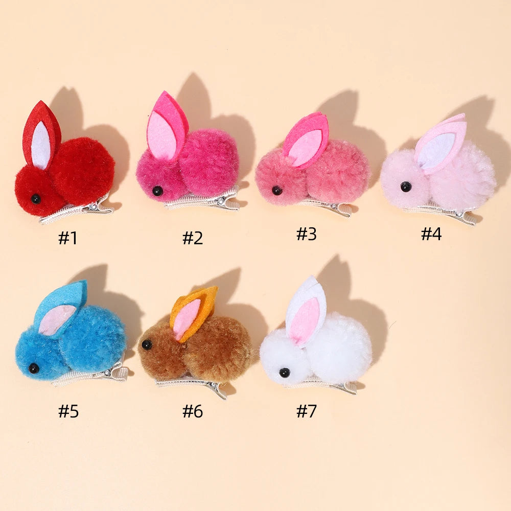 Grampo de cabelo de coelho, grampos de cabelo de coelho de pelúcia macios grampos