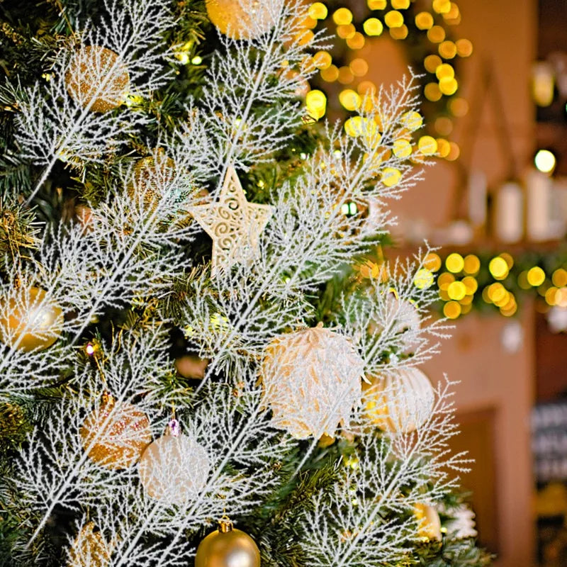 Pinho Agulhas Ramos Branco 10 Unidades Folhagem para Imitação de Natal Folha Artificial