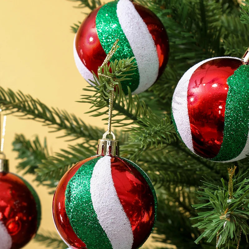 Bolas de Árvore de Natal em Ouro Verde Vermelho e Verde, Decoração Bola Brilho à Prova