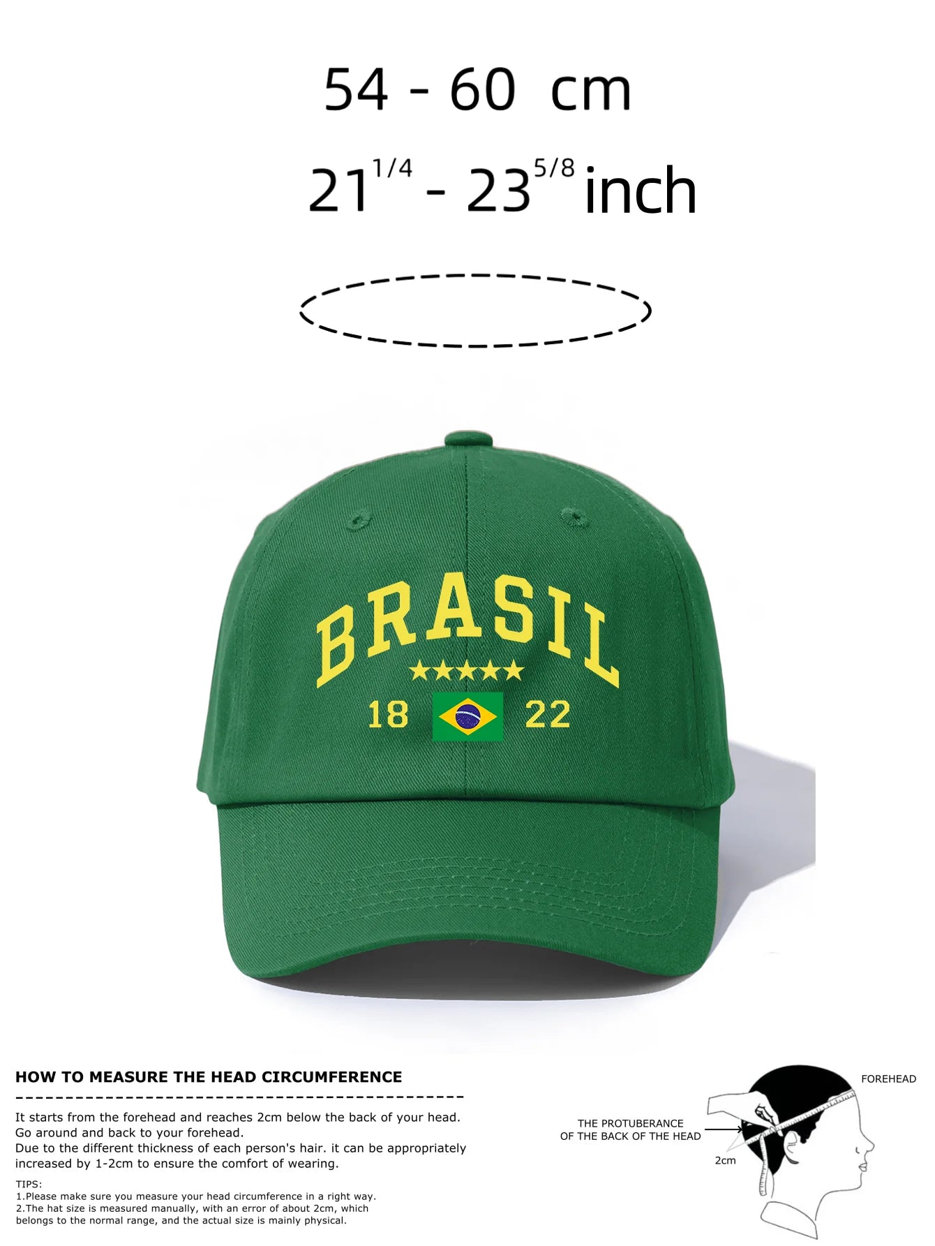 Boné Brasil com Bordado, Futebol, Unissex, Ajustável Obs.: Colorido