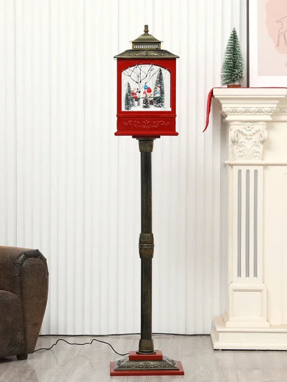 Poste Natalino Musical com Neve Artificial, 1.2 metros, Iluminação LED,  Músicas e 38cm