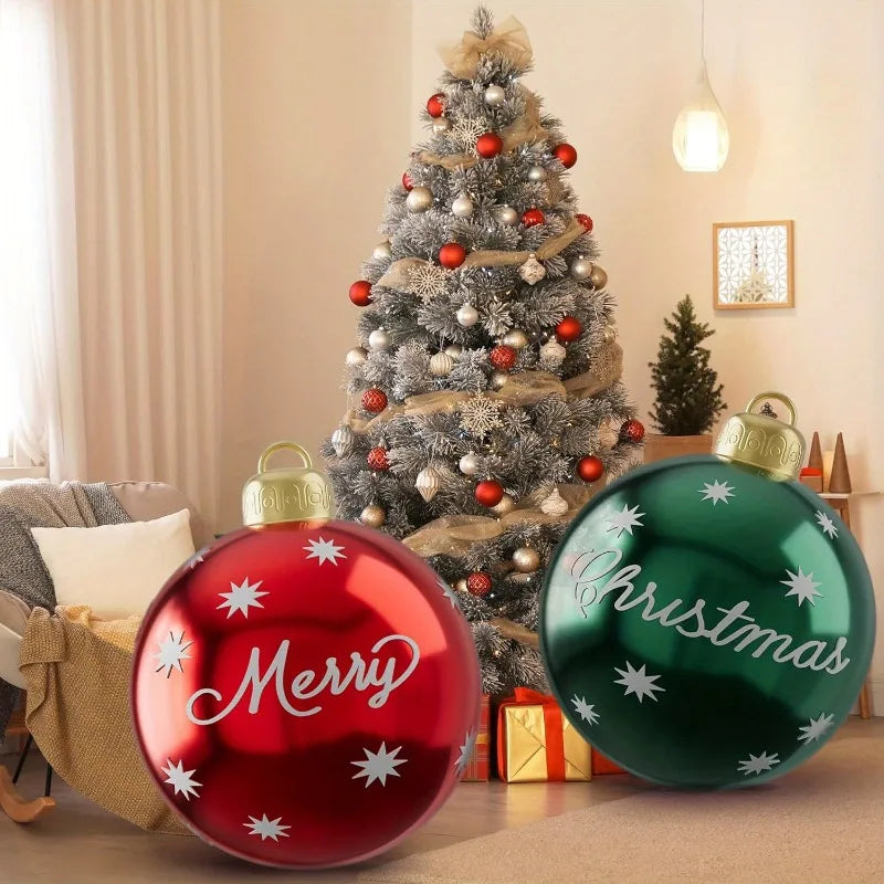 Bola De Natal Inflável 60CM PVC Ao Ar Livre 2 Unidades Bola De Natal Inflável