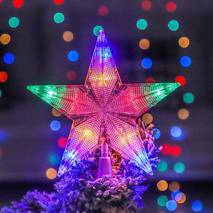 Estrela de natal árvore topper luzes led brilhante estrela lâmpada espumante luz