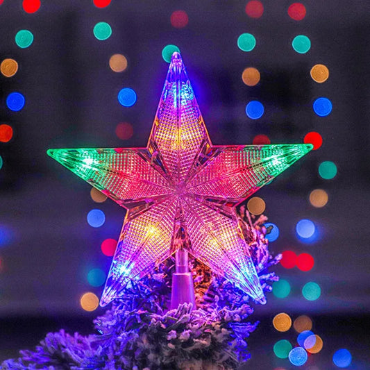 Estrela de Natal Árvore Topper Luzes Led Brilhante Estrela Lâmpada Espumante Luz