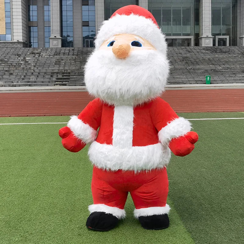 Fantasia Inflável Papai Noel Pelúcia e Raje Inflável Boneco de Neve Adulto