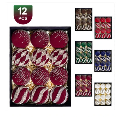 Bolas Natal Veludo Lantejoulas Conjunto de 12 peças de Enfeites de Árvore Natal Veludo