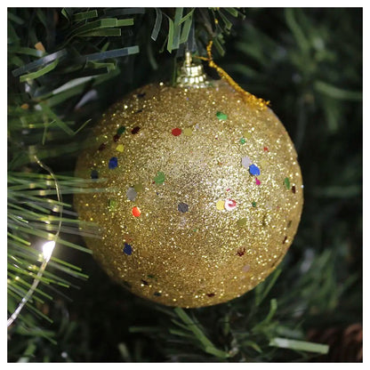 Bola de Natal 2 Peças Bolas Enfeite Natalino Árvore Natal Dourado Glitter 70mm Ornamento