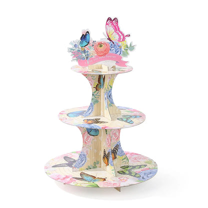Suporte floral Dia das Mães Suporte floral de 3 camadas para cupcake para festa de chá
