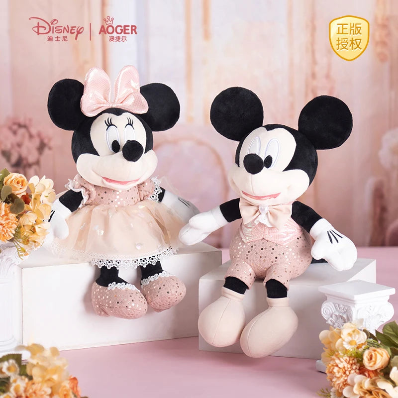 Disney Minnie Mouse Margarida/Pato Donald/Mickey, rosa e preto saia bolinhas pelúcia