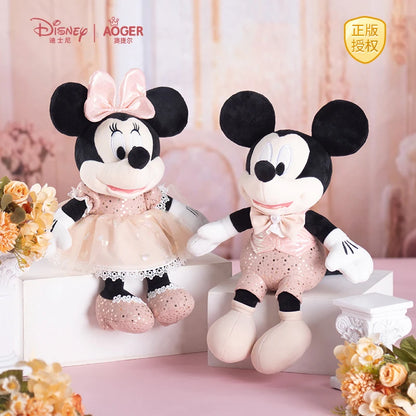 Disney Minnie Mouse Margarida/Pato Donald/Mickey, rosa e preto saia bolinhas pelúcia