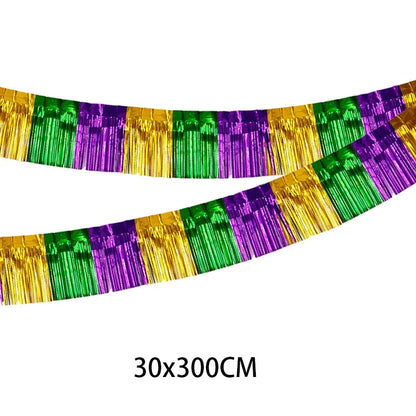 Pacote com 2 decoração de festa de carnaval, 76 x 252 cm, saia de mesa carnaval