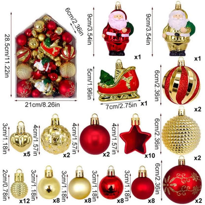 Bolas Natal Diversificados Pacote com 75 Bolas de Natal Vermelhas e Douradas Bolas Retrô