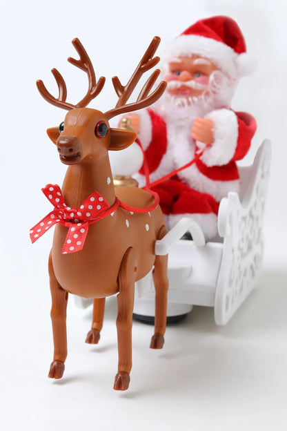 Papai Noel Veados puxando carrinho música elétrica de trenó de papai Noel e renas