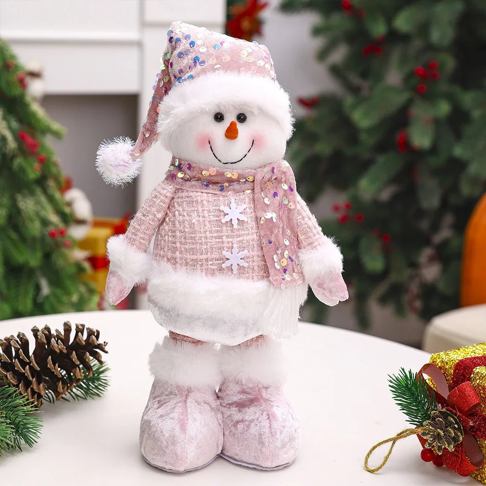 Boneco de Natal  Rosa Ornamentos Boneca De Pelúcia De Natal, Boneca De Pelúcia