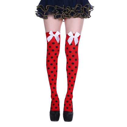 Meia calça infantil algodão bolinhas coloridas inverno e Meias altas até o joelho bolinhas