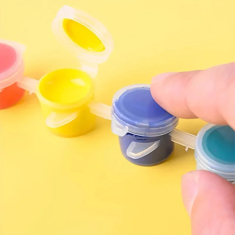 Kit 2 Pincéis e/ tintas 6 cores artesanato pintura ponta fina redonda e chato pintura em telas