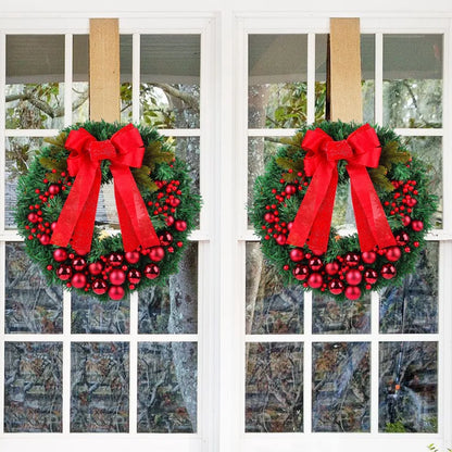 Guirlanda de Natal artificial e guirlanda de natal com flocos de Neve, coroa de 40CM